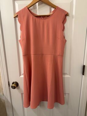 miami Coral Scallop-Sleeve A-Line Mini Dress